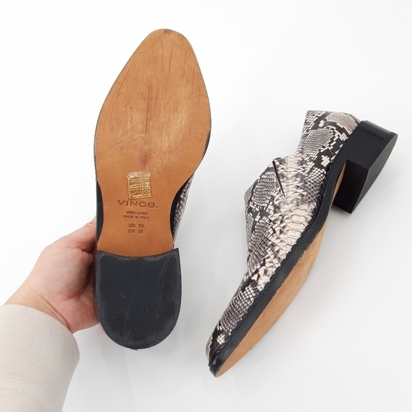 Vince | Delmar Embossed Snake Loafers in Natural, Black - Picture 8 of 9